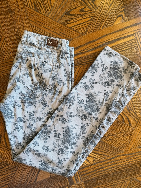 PAIGE Denim - PAIGE Peg Skinny Floral Print Jeans Pink Gray